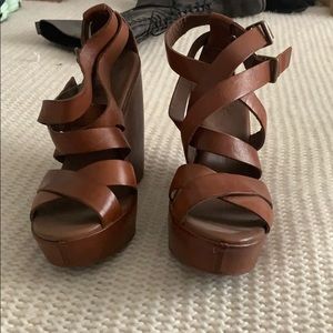Kork-ease leather platform strappy sandal